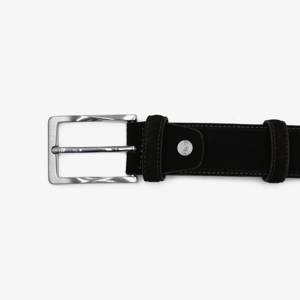 Ceinture en cuir nubuck avec surpiqûre en opposition noire homme serge blanco