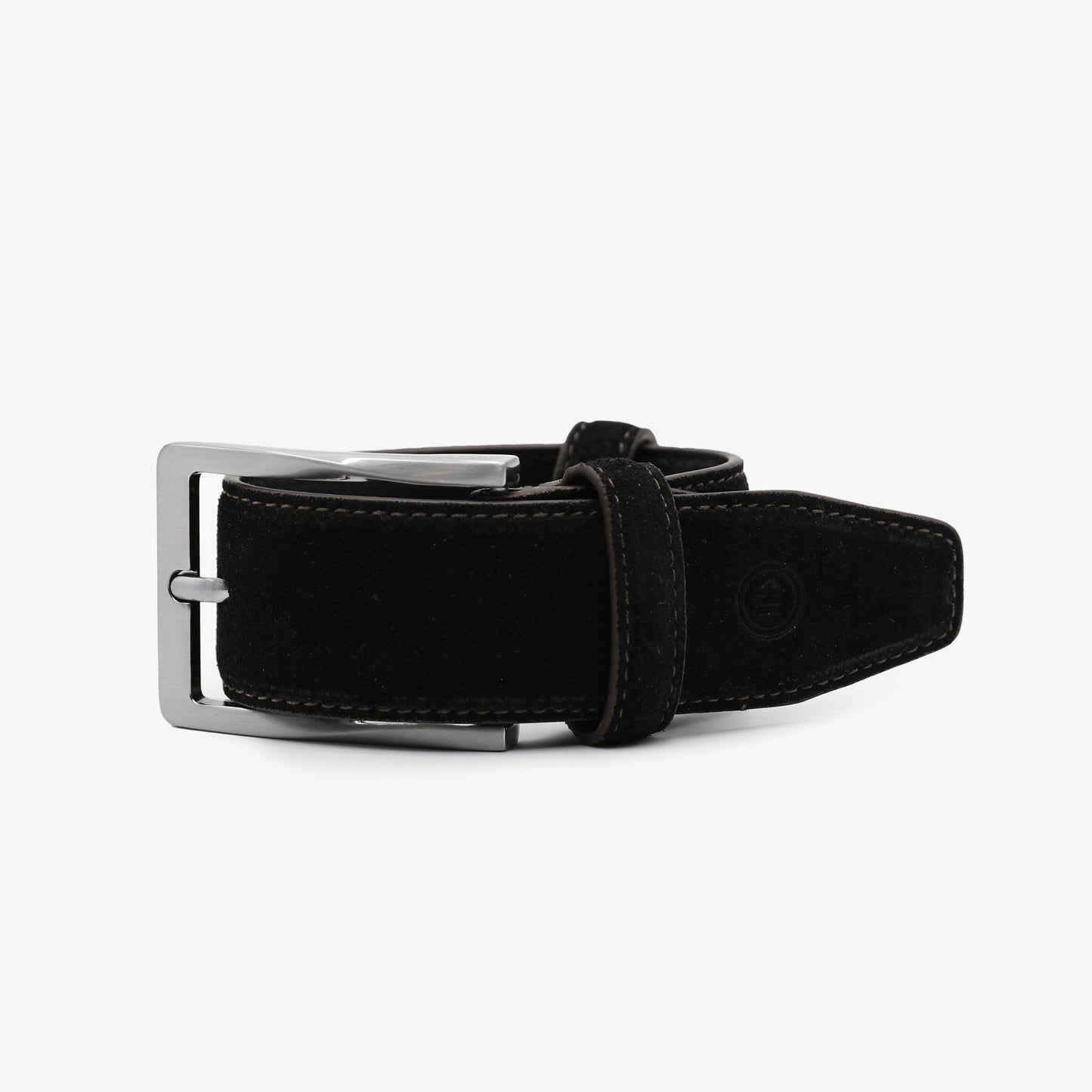Ceinture en cuir nubuck avec surpiqûre en opposition noire homme serge blanco