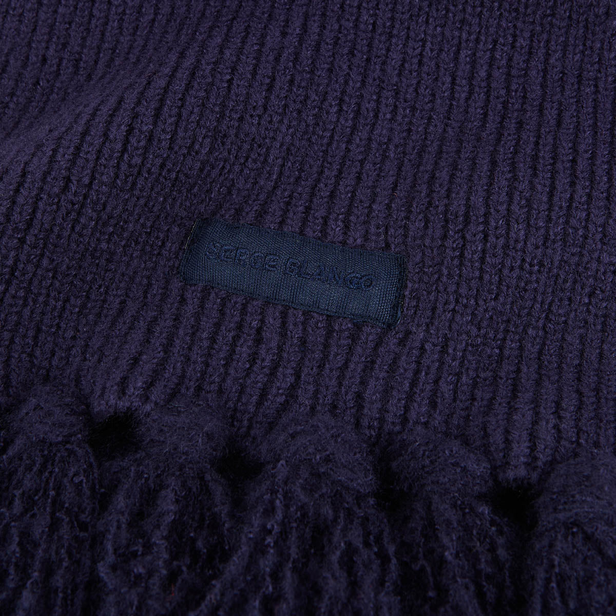 Écharpe à franges unie bleu foncé homme SERGE BLANCO