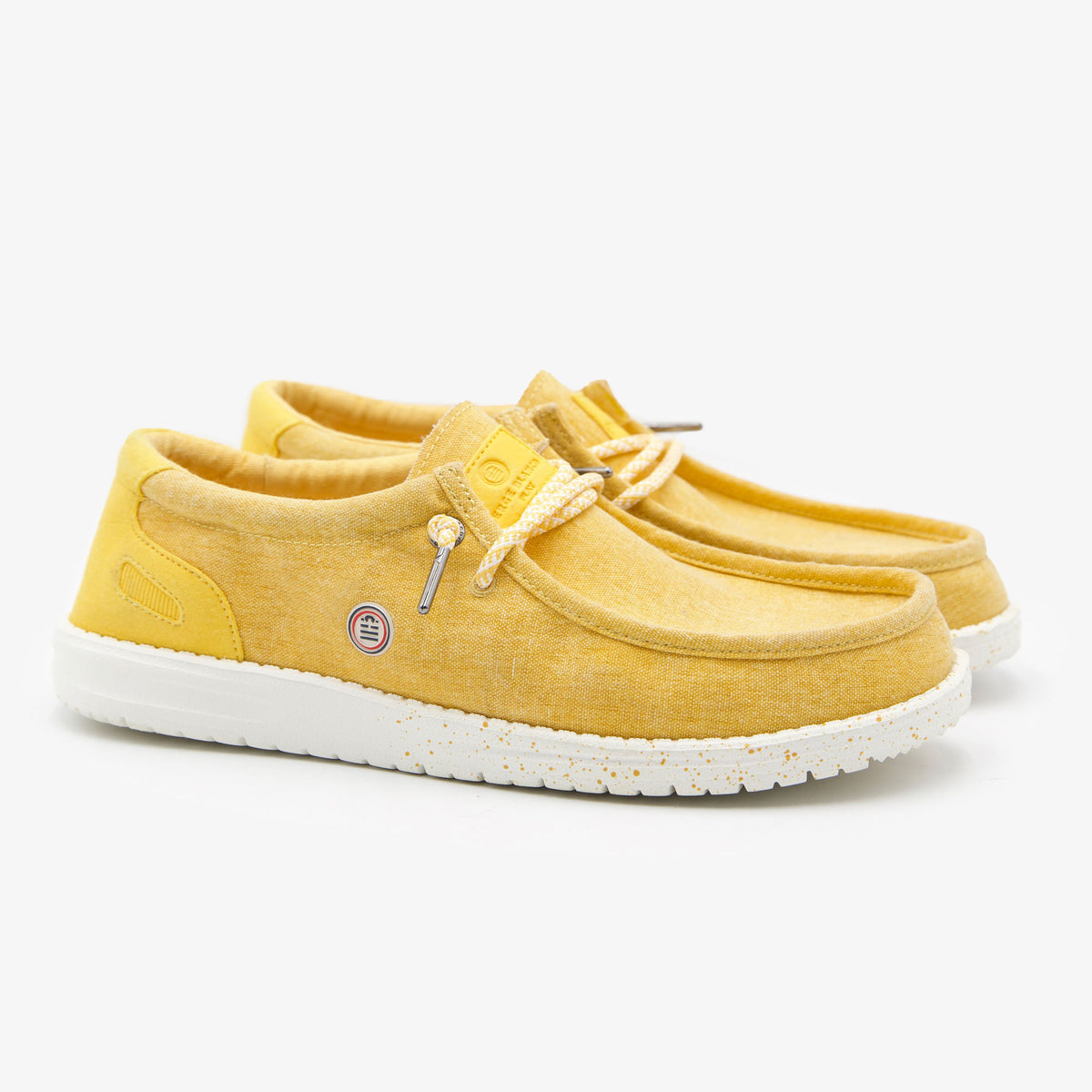 Chaussure Bateau Homme Saint Jean En Toile Jaune Citron SERGE BLANCO