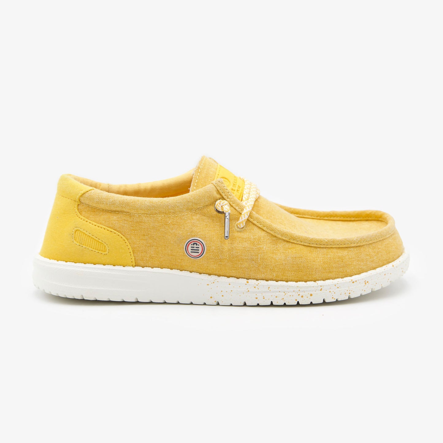 Chaussure Bateau Homme Saint Jean En Toile Jaune Citron SERGE BLANCO