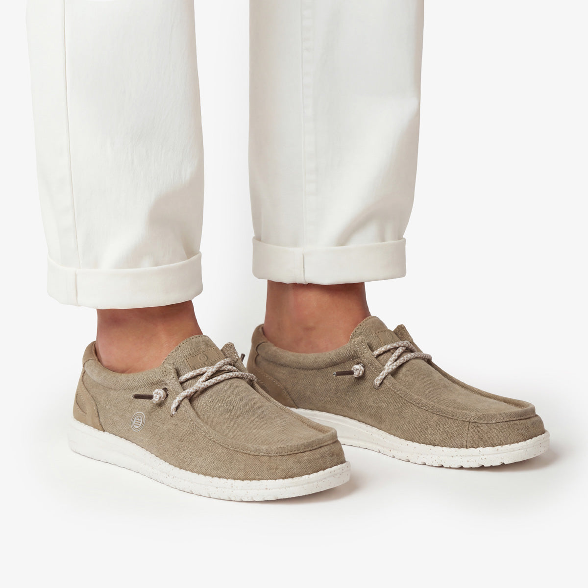 Chaussure Bateau Saint Jean En Toile Beige Homme SERGE BLANCO
