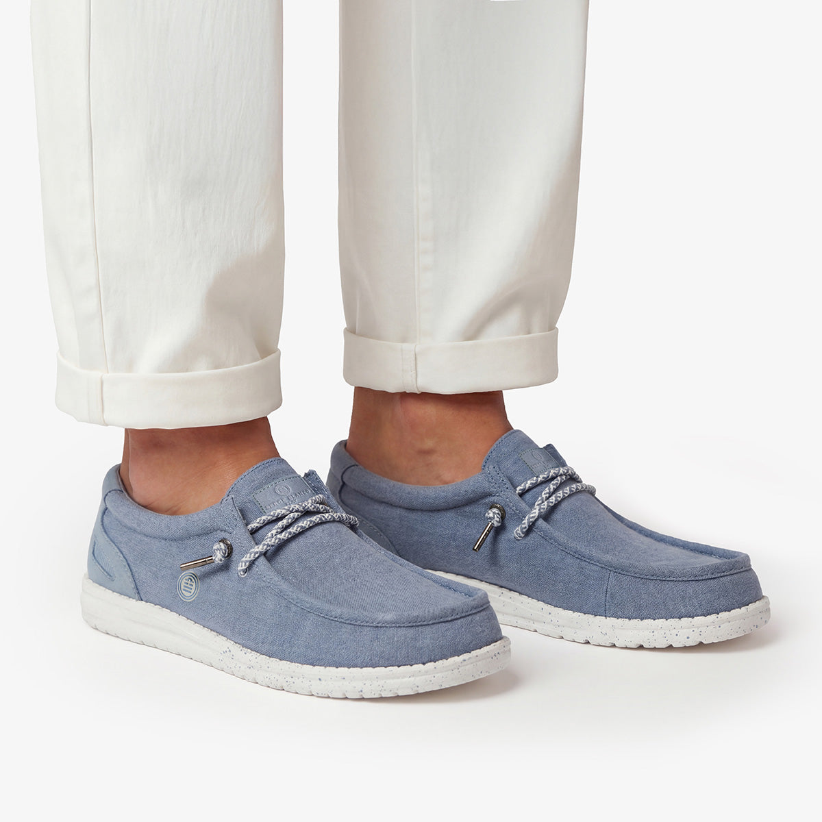 Chaussure Bateau Saint Jean En Toile Bleu Denim Homme SERGE BLANCO
