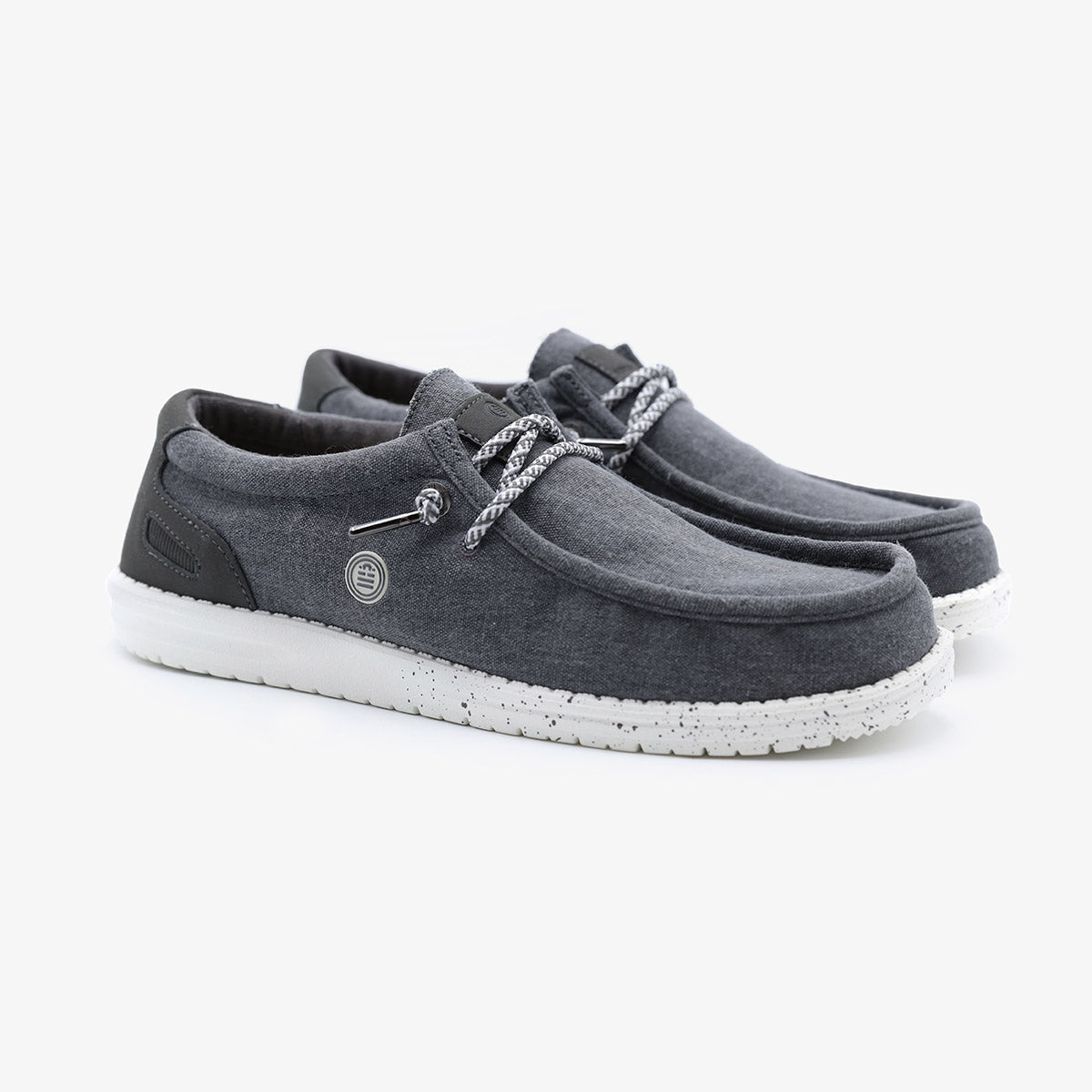 Chaussure Bateau Saint Jean En Toile Gris Carbone Homme SERGE BLANCO