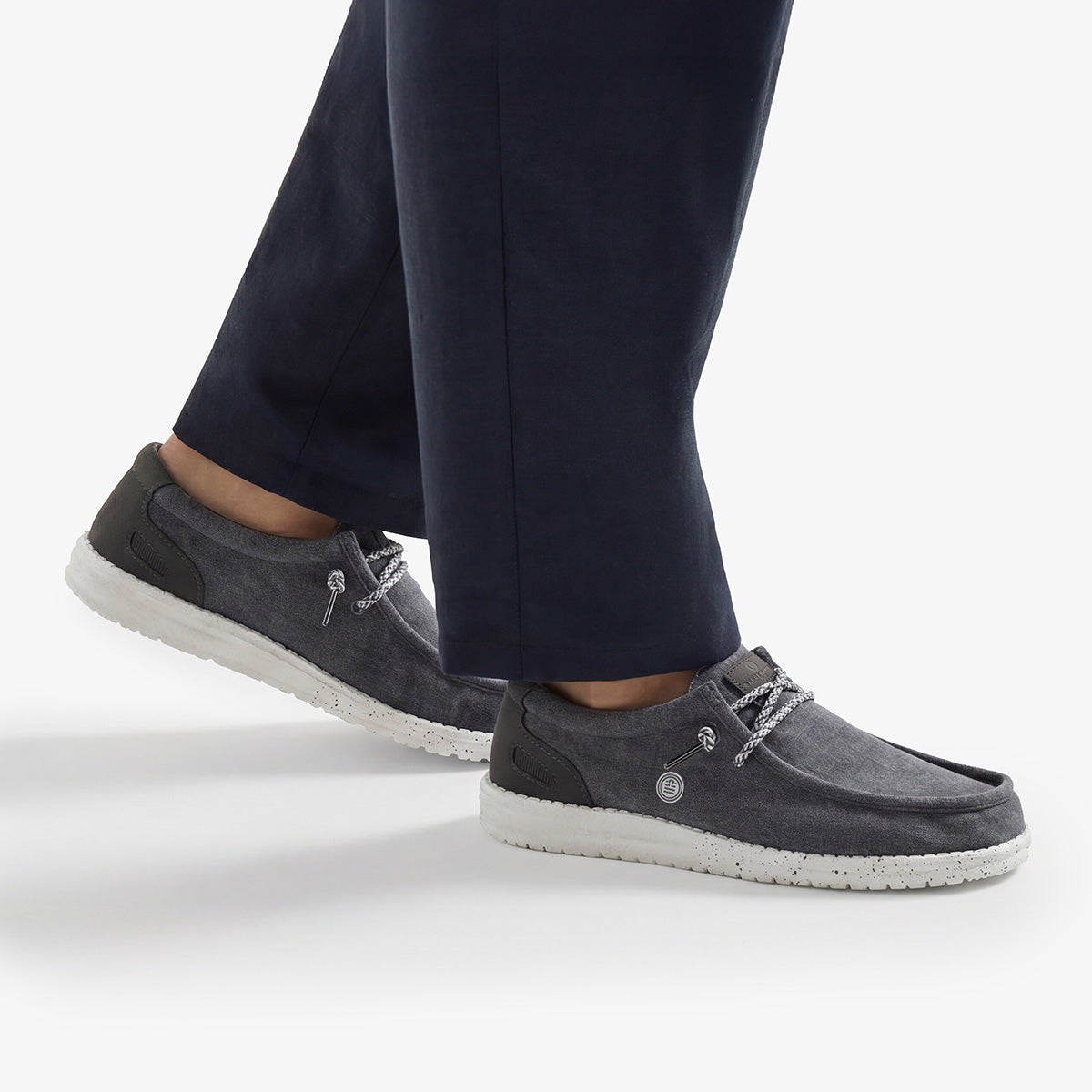 Chaussure Bateau Saint Jean En Toile Gris Carbone Homme SERGE BLANCO