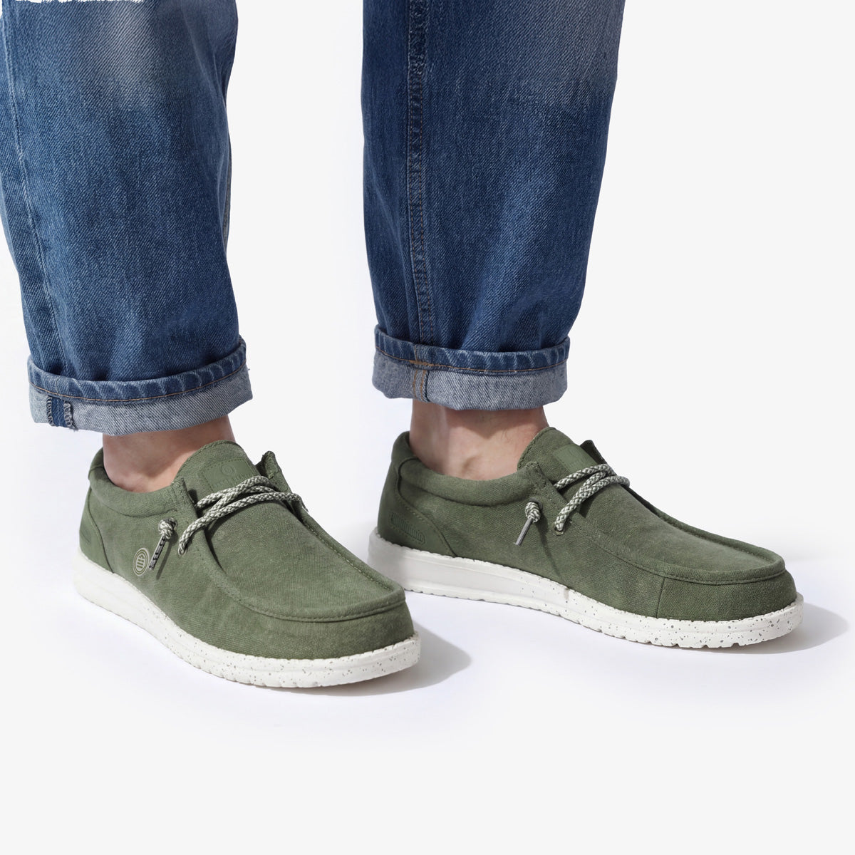 Chaussure Bateau Saint Jean En Toile Vert Olive Homme SERGE BLANCO