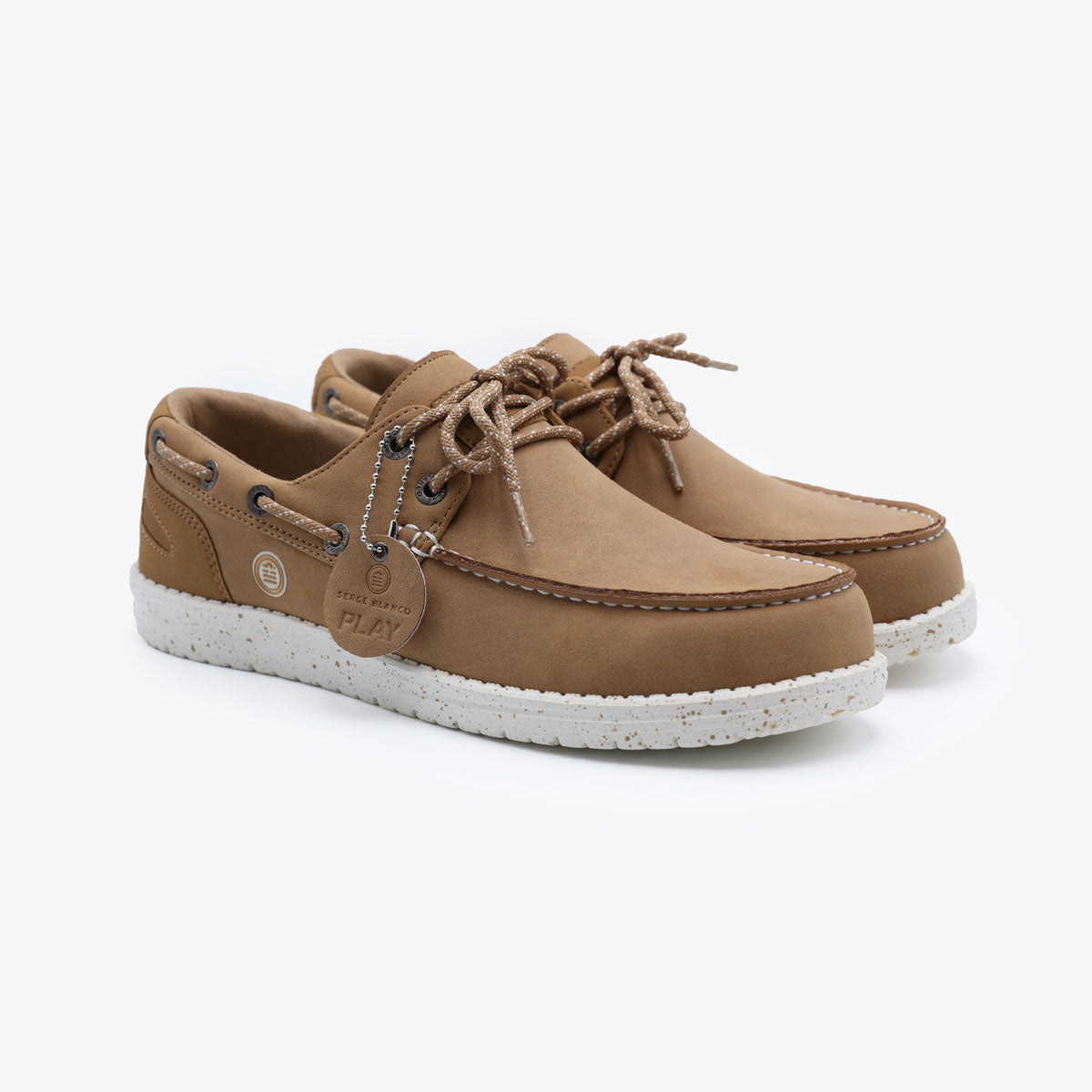 Scarpe da barca Socoa beige mastice in nubuck da uomo SERGE BLANCO