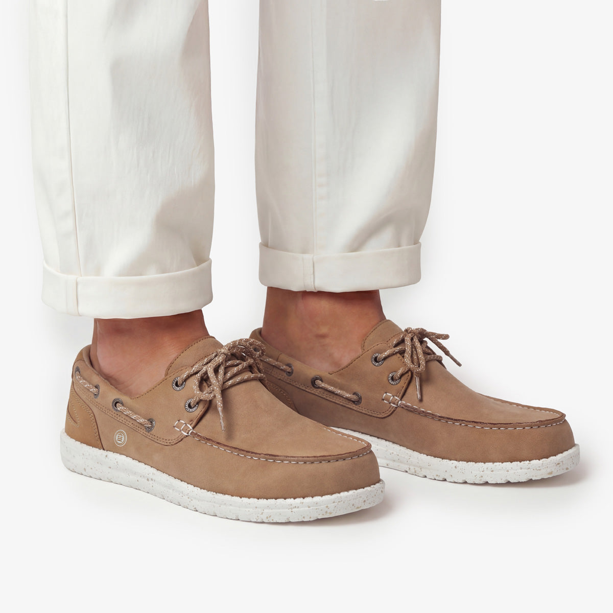 Scarpe da barca Socoa beige mastice in nubuck da uomo SERGE BLANCO