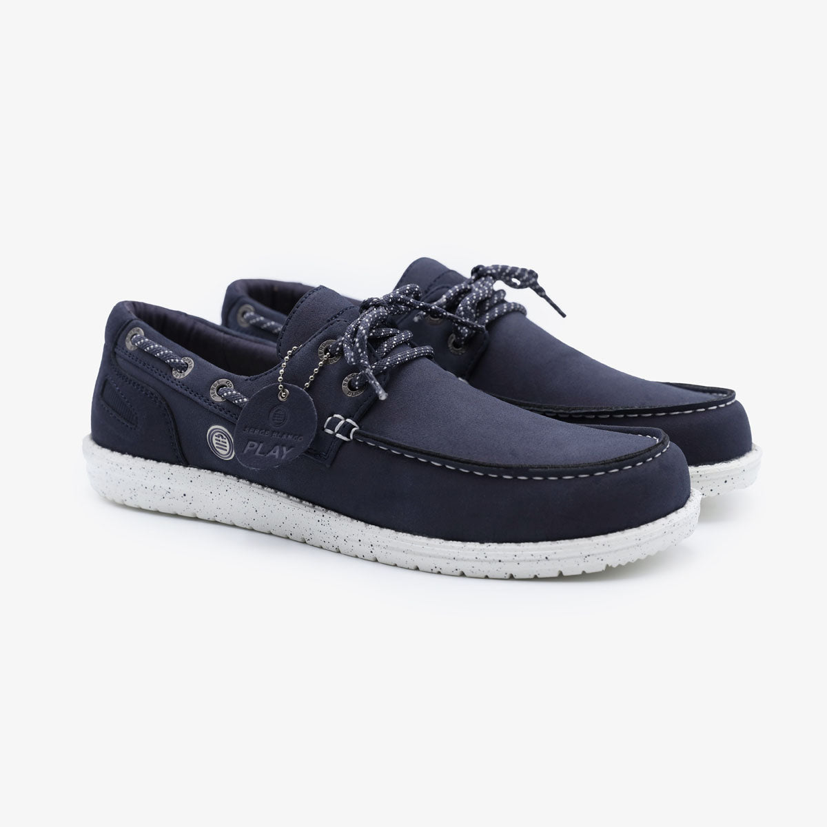 Chaussures Bateau Socoa Bleu Marine en Nubuck Homme SERGE BLANCO