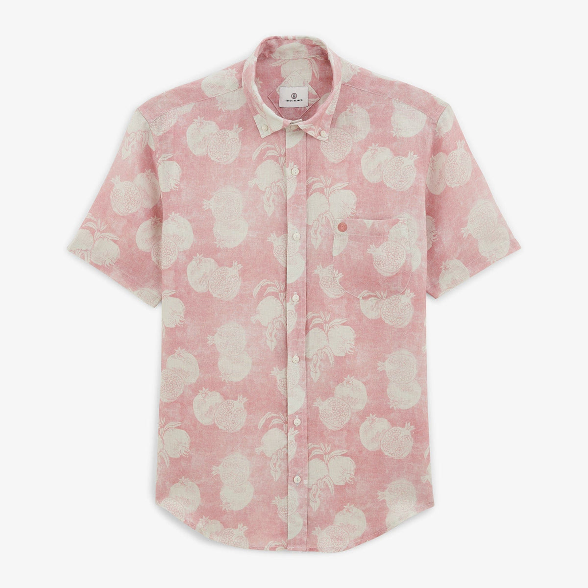 Chemise Carl en lin motif grenade rose-blanche homme Serge Blanco