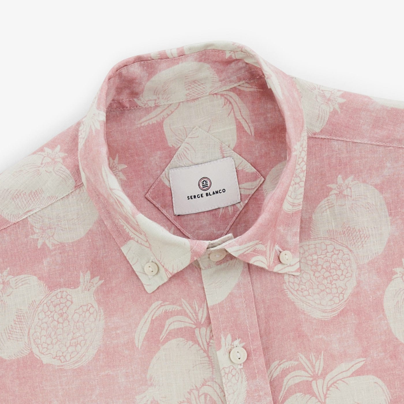 Chemise Carl en lin motif grenade rose-blanche homme Serge Blanco