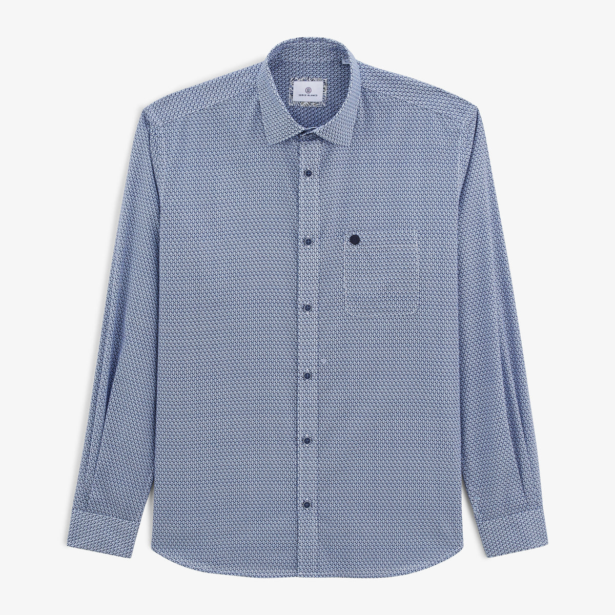 Camisa Charles azul estampado geométrico