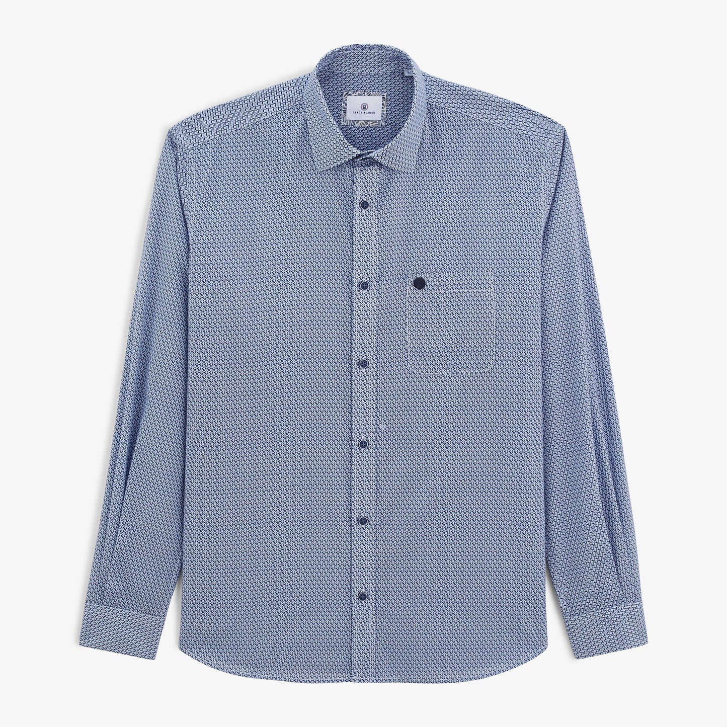 Camisa Charles azul estampado geométrico