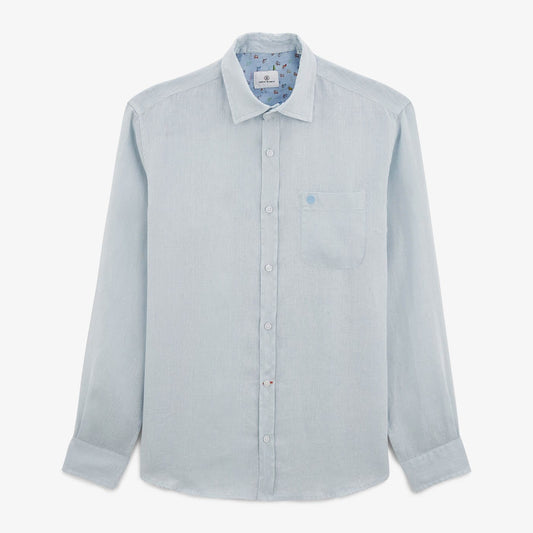 Chemise Charles Manches Longues En Lin Bleu Ciel Homme SERGE BLANCO