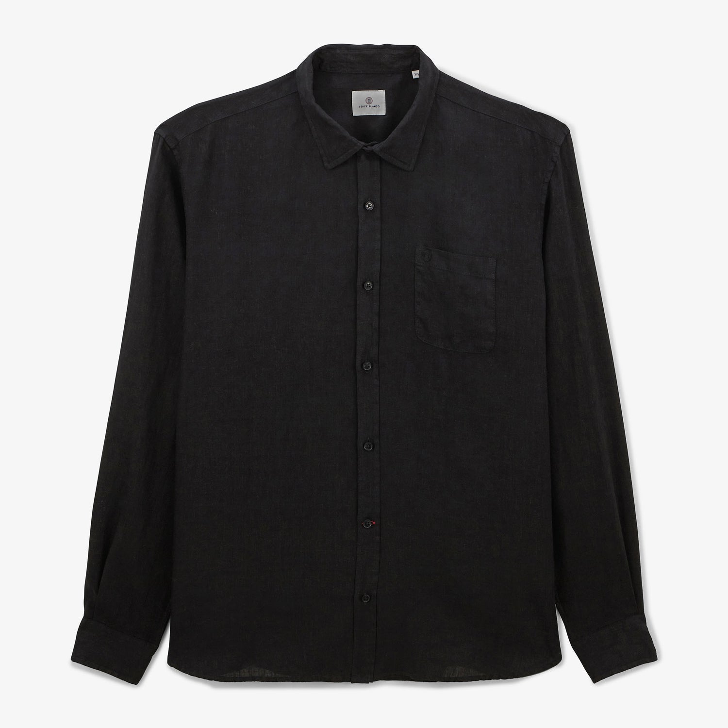 Chemise Charles Manches Longues En Lin Noire Homme SERGE BLANCO