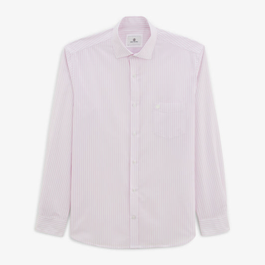 Chemise Charles Manches Longues Homme En Coton Lilas A Rayures SERGE BLANCO