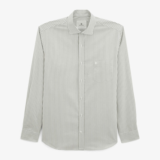 Chemise Charles Manches Longues Homme En Coton Mastic A Rayures SERGE BLANCO