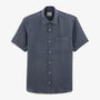 Chemise En Lin Manches Courtes Homme Poche Poitrine Bleu Denim SERGE BLANCO