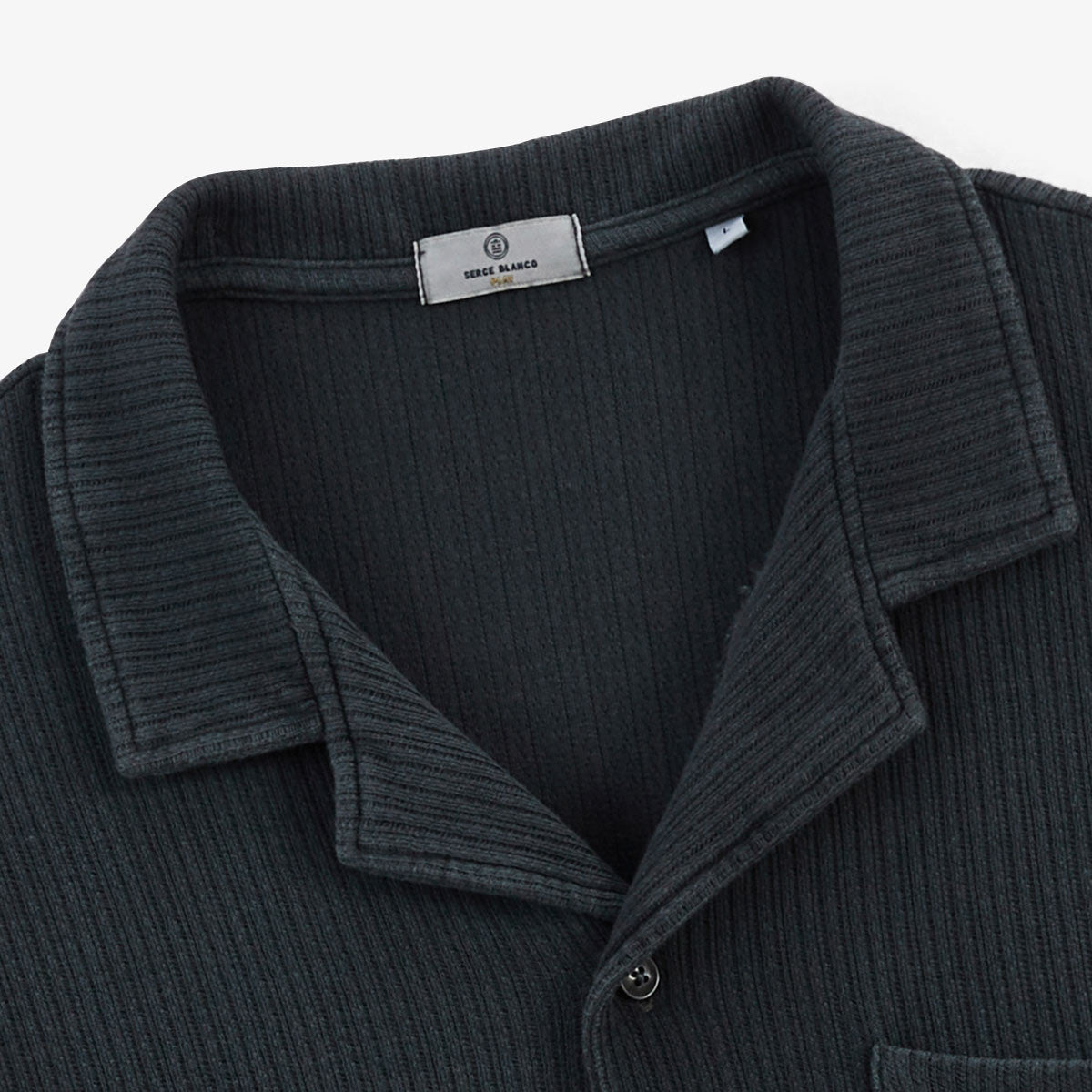 Kurzärmeliges Hemd aus grauer Jacquard-Baumwolle für Herren von SERGE BLANCO