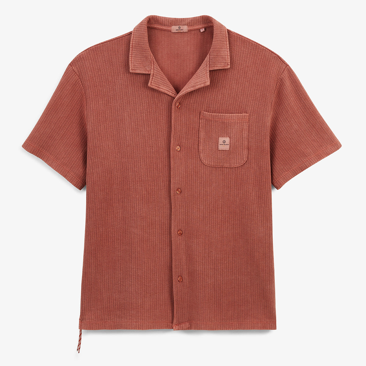 Kurzarmhemd aus rostorangefarbenem Jacquard-Baumwollstoff HOMME SERGE BLANCO