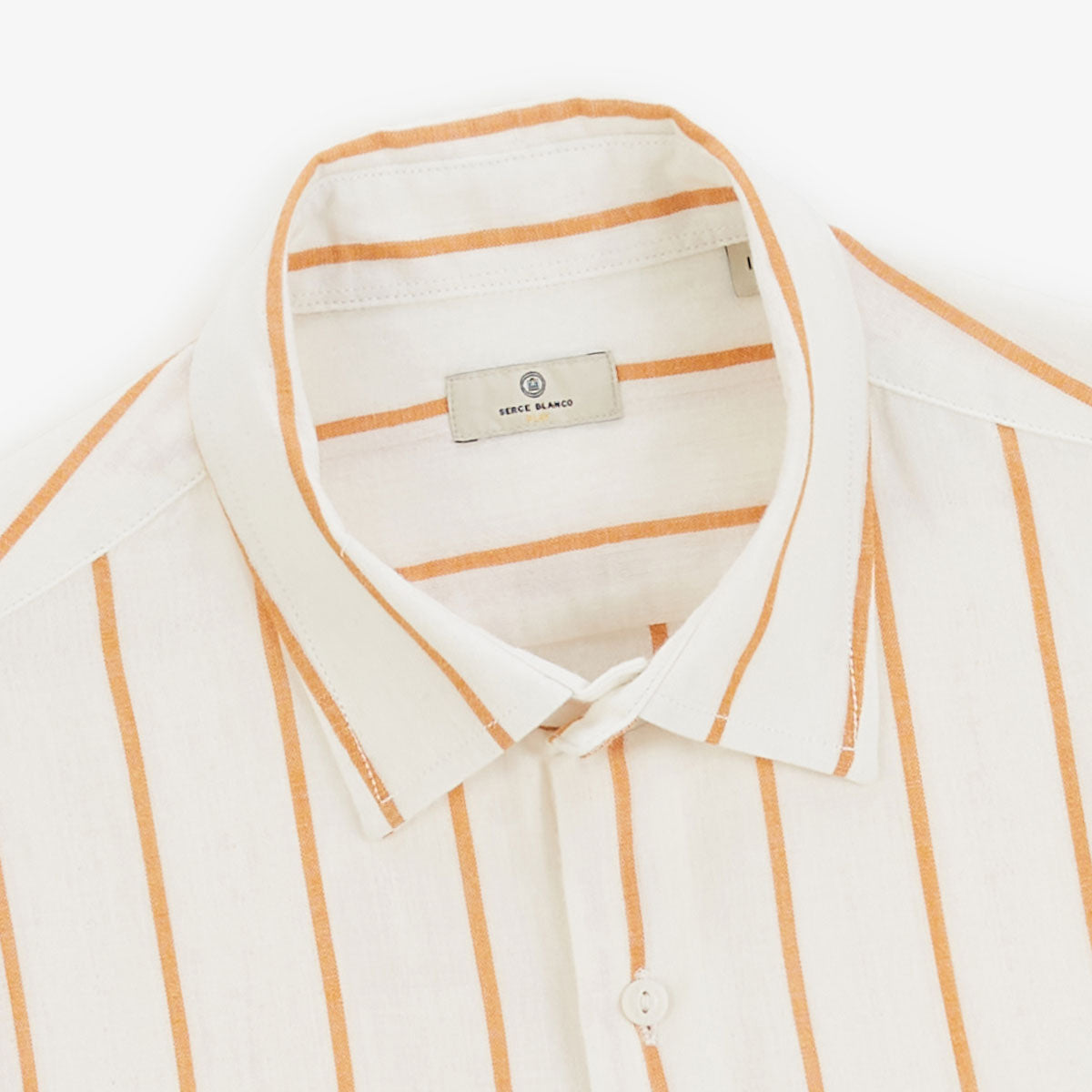 Chemise Manches Courtes Rayée Blanche En Coton PLAY Homme SERGE BLANCO