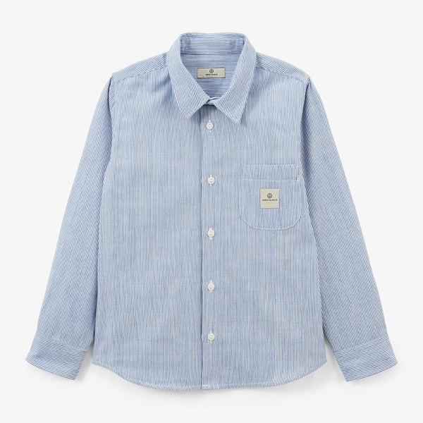 Chemise Garçon J.Crew Rayée Vert Et Blanc - Manches Longues, Boutons Nacrés, Taille 4 - Occasion Très Bon état