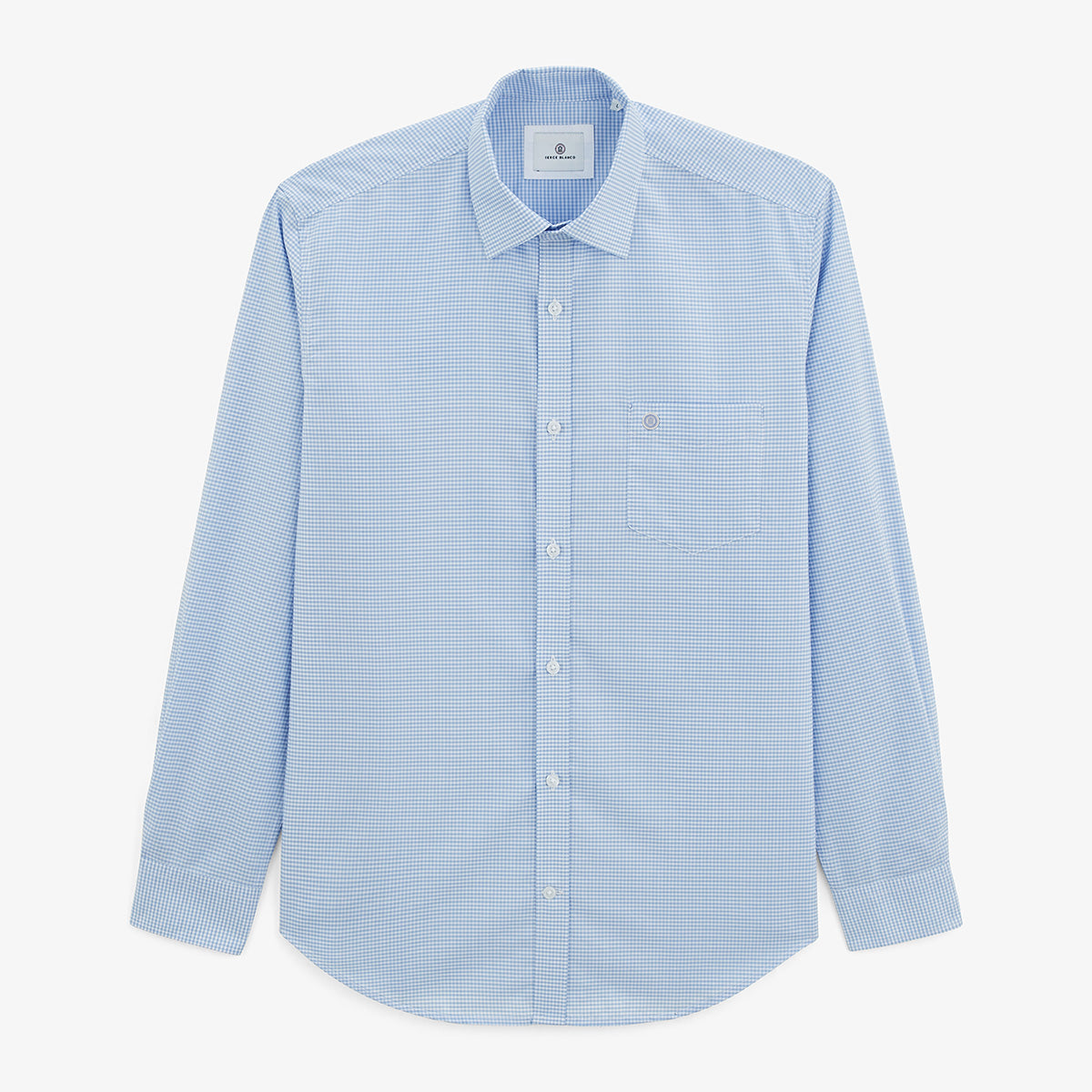 Chemise manches longues à carreaux vichy en coton bleue homme serge blanco