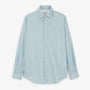 Camicia a maniche lunghe di colore azzurro con motivo a rombi, vista frontale.