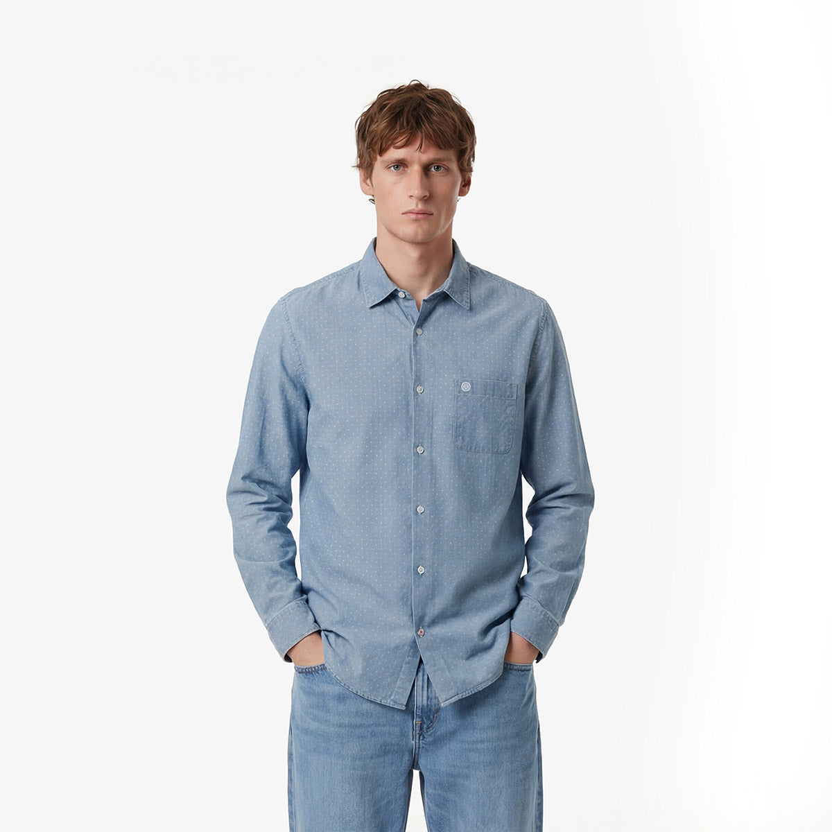 Chemise manches longues denim en coton HOMME SERGE BLANCO