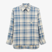 Chemise manches longues Amsterdam en coton à carreaux bleue