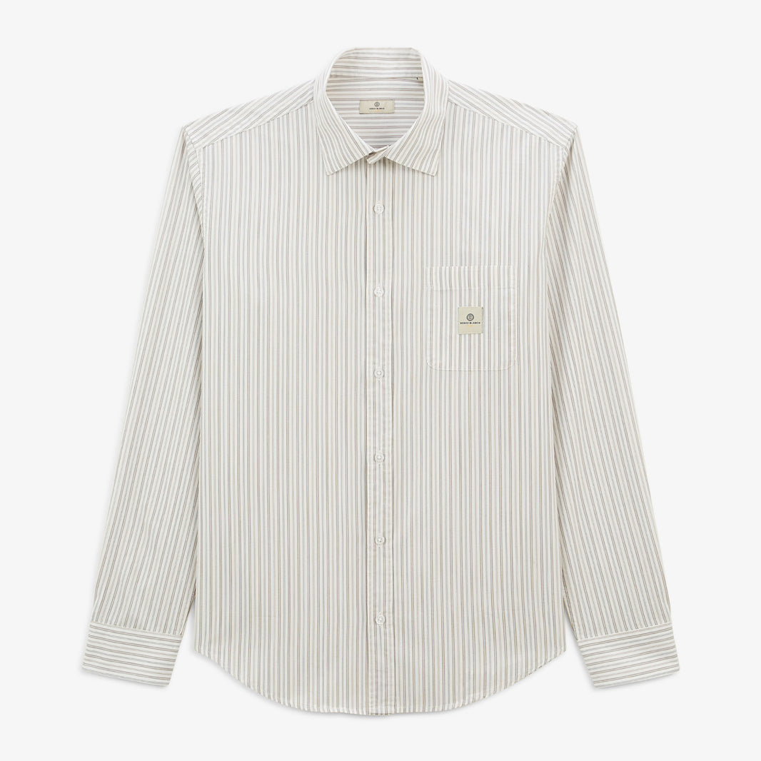 Langärmliges Baumwollhemd mit Streifen Charles Play Herren SERGE BLANCO
