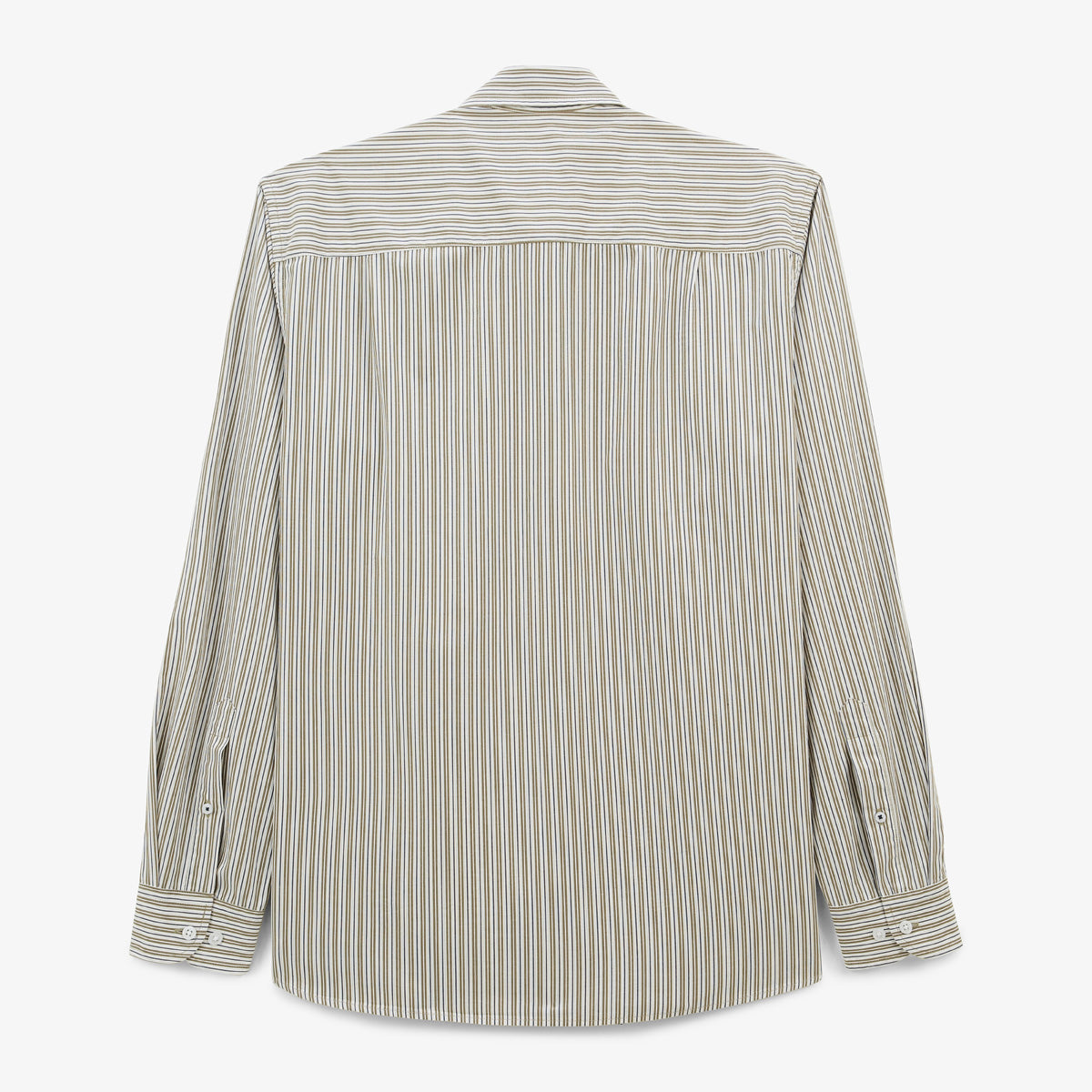 Chemise manches longues en coton à rayures vert militaire Charles