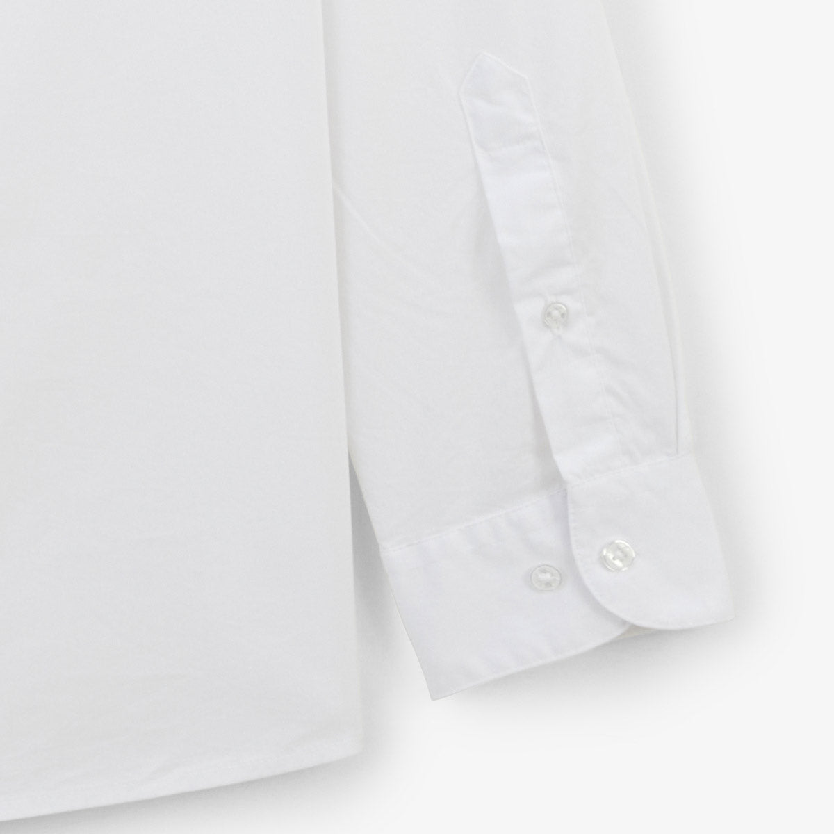 Wit effen stretchkatoenen overhemd met lange mouwen HEREN SERGE BLANCO