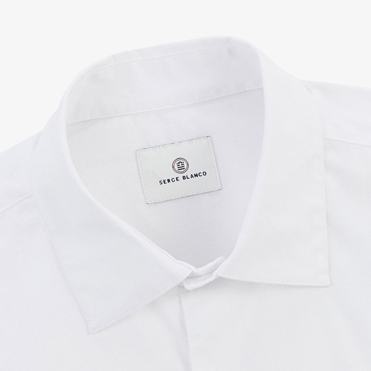 Chemise manches longues en coton stretch unie blanche HOMME SERGE BLANCO
