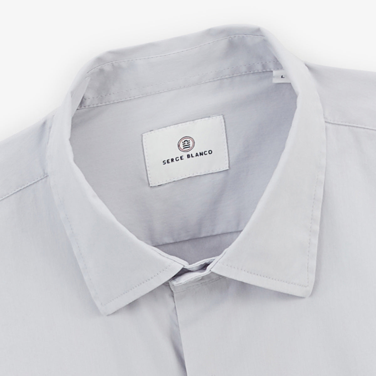 Lange mouwen shirt van stretchkatoen, effen parelgrijs HEREN SERGE BLANCO