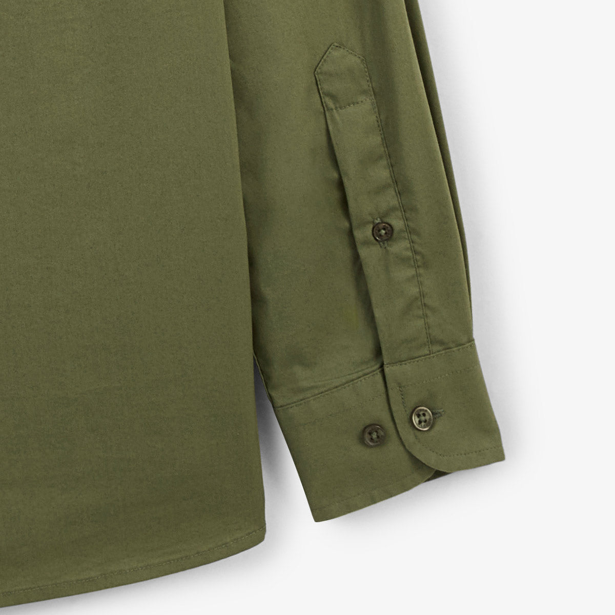 Lange mouwen shirt van stretchkatoen, effen legergroen HEREN SERGE BLANCO