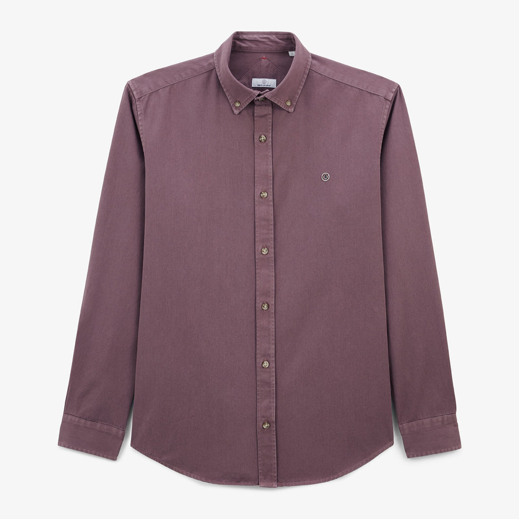 Lange mouwen shirt van katoen twill paars effen Charles Heren SERGE BLANCO