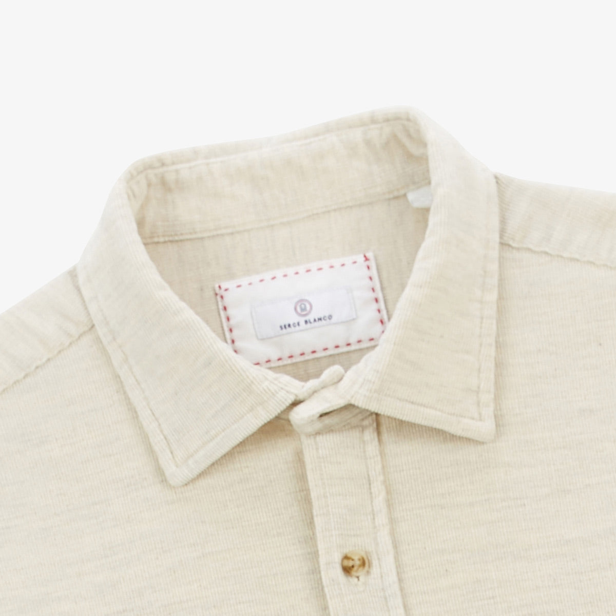 Chemise manches longues en coton velours blanc ivoire Charles Homme SERGE BLANCO