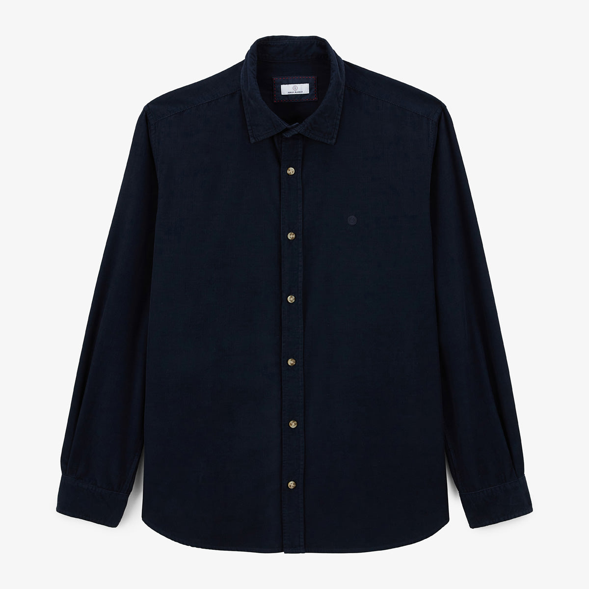 Chemise manches longues en coton velours bleu dark navy Charles Homme SERGE BLANCO