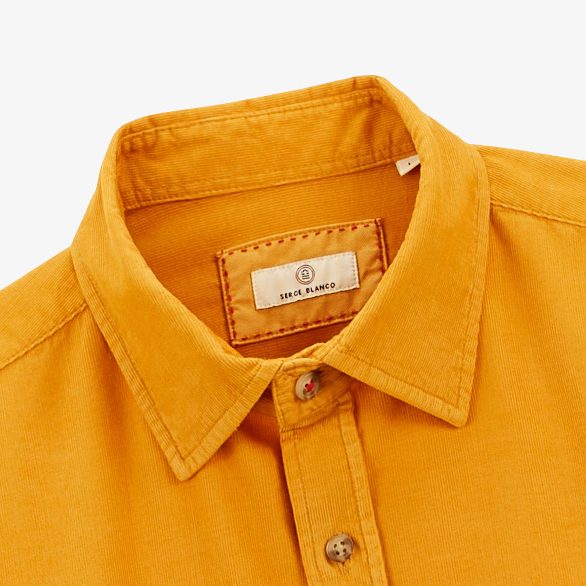 Chemise manches longues en coton velours jaune gold Charles Homme SERGE BLANCO