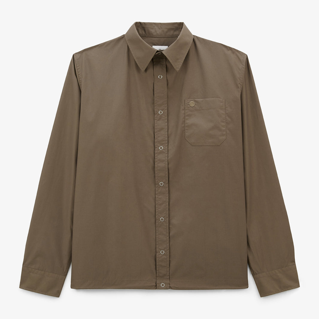 Lange mouwen shirt van nylon en katoen in shitake bruin Clovis Heren SERGE BLANCO