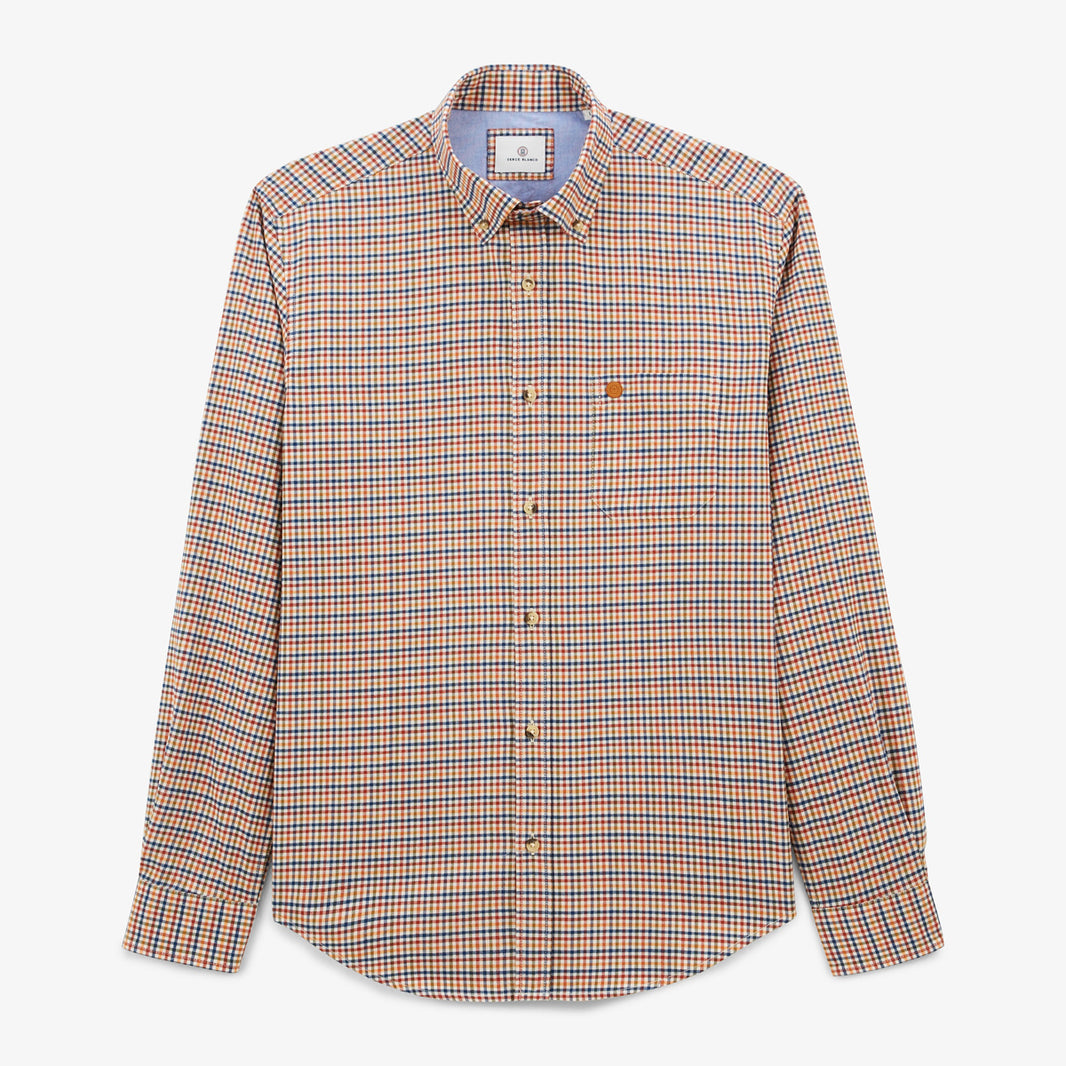 Overhemd met lange mouwen van twill met kleine koperen ruitjes Charles Homme SERGE BLANCO