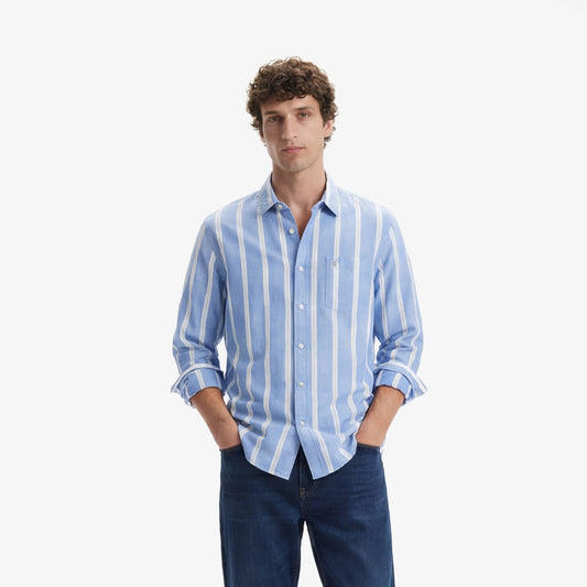 Chemise Homme Serge Blanco Taille L Bleue - Occasion Très Bon état, Col Boutonné