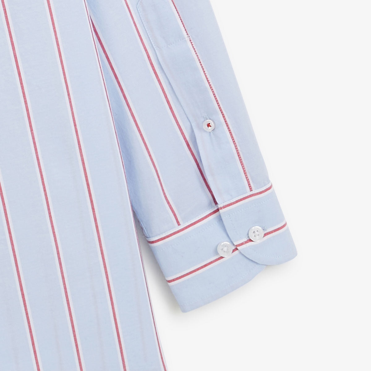 Chemise Manches Longues Rayée en Coton Oxford Bleu Ciel Homme SERGE BLANCO