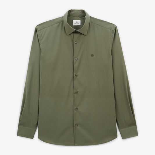 Chemise manches longues strech unie vert militaire Charles Homme SERGE BLANCO