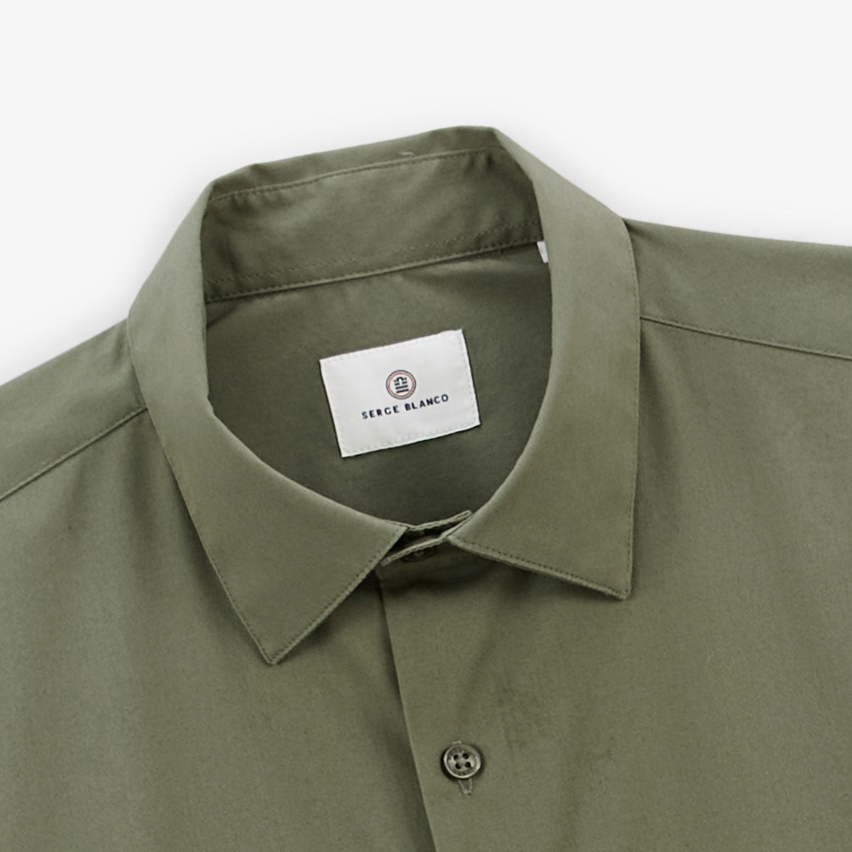 Chemise manches longues strech unie vert militaire Charles Homme SERGE BLANCO