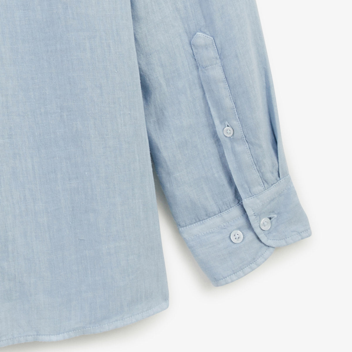 Chemise manches longues unie en lin bleu celeste HOMME SERGE BLANCO