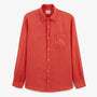Chemise manches longues unie en lin rouge rouille HOMME SERGE BLANCO