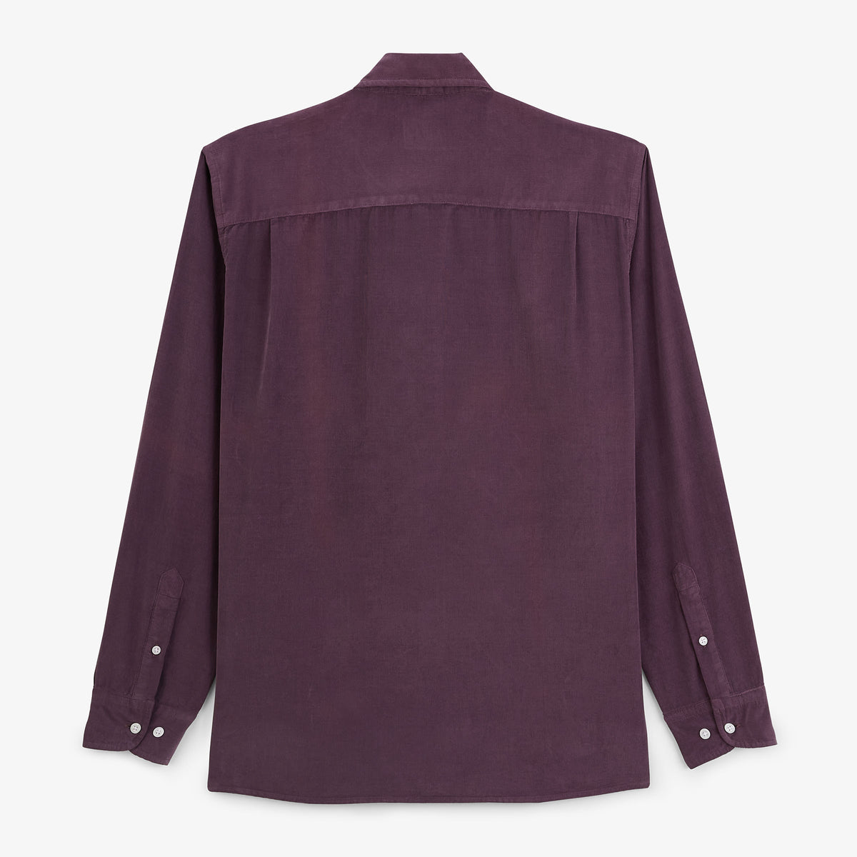 Chemise manches longues en velours côtelé rouge, vue de dos.