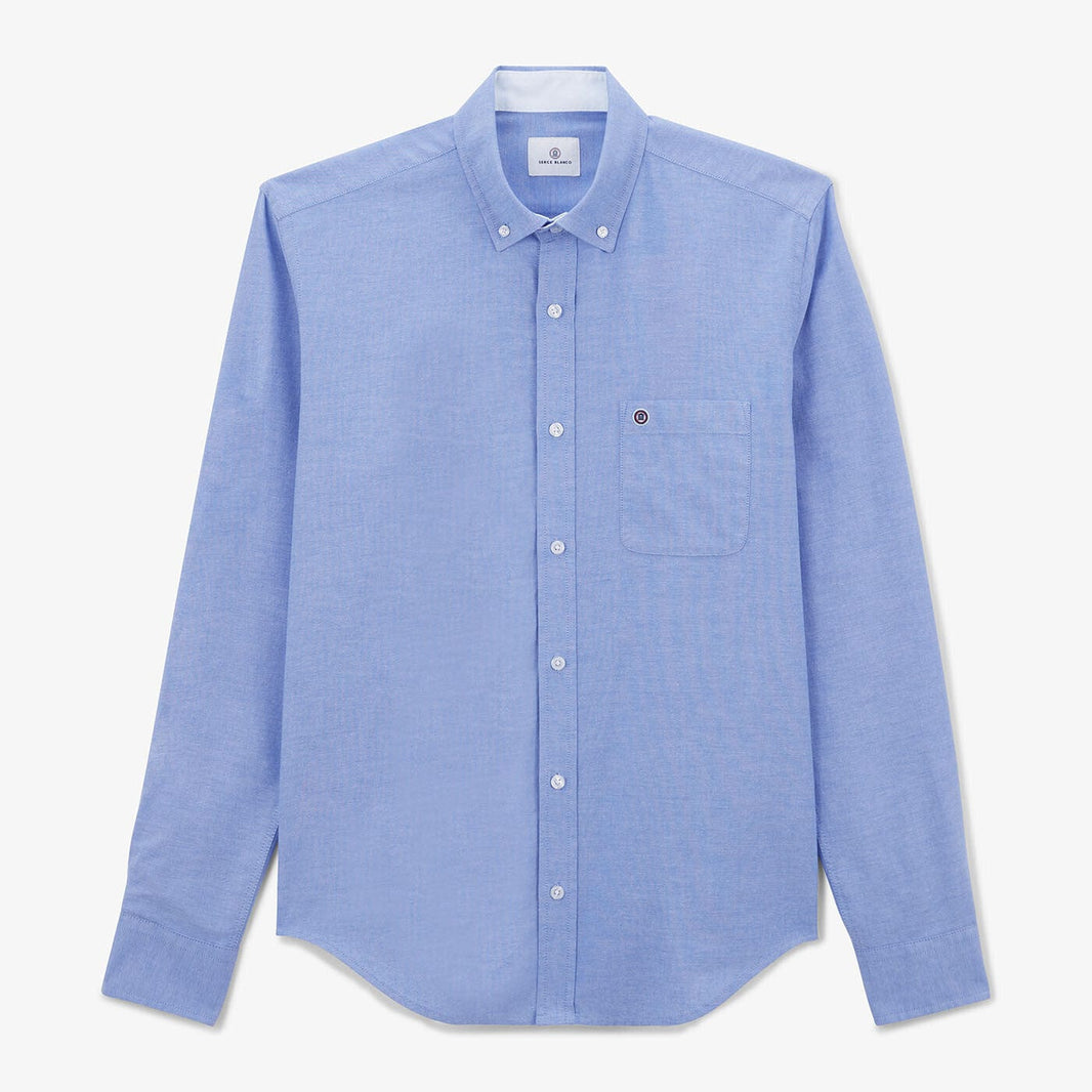 Camisa Oxford de corte regular en azul cielo con ribete de SERGE BLANCO